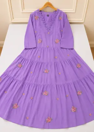 A Line Mul-Chanderi Lavender-HIFI54