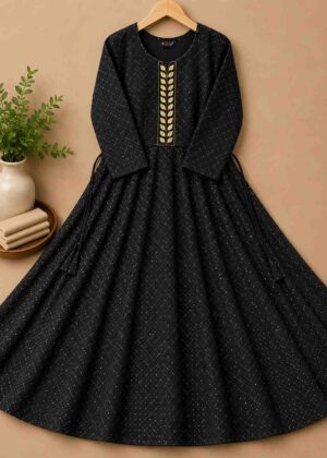 Premium Black Colour Party Wear Short Umbrella Kurti-HIFI108