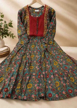 Premium Floral Print Rayon Short Umbrella Kurti-HIFI101