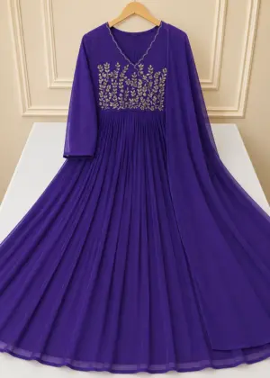 Premium Georgette Aari Work A-Line Top with Dupatta-HIFI67