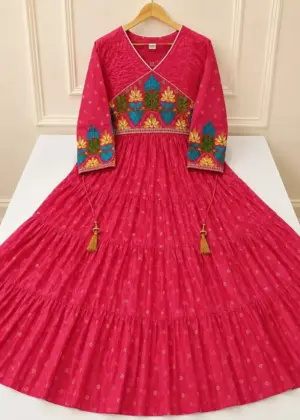 Mul Cotton Fabric With Embroidery Short Umbrella Top-HIFI59