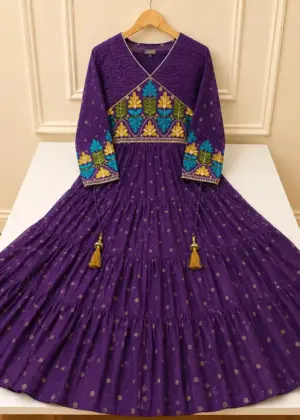 Mul Cotton Fabric With Embroidery Umbrella Top-HIFI62