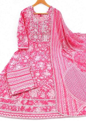 Cotton Printed Anarkali Kurti Pant & Dupatta Set-HIFI314