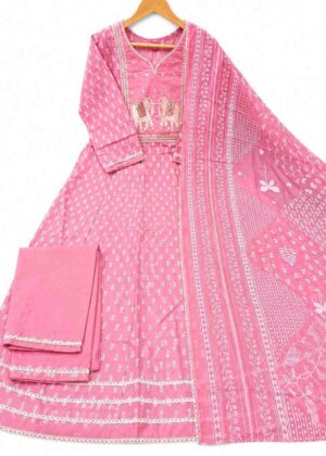 Cotton Printed Anarkali Kurti Pant & Dupatta Set-HIFI319