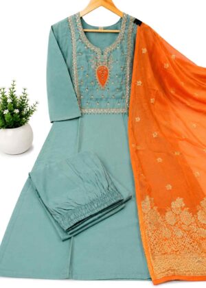 Premium Shimmer 3 Piece Kurti Set with Banarasi Dupatta-HIFI168
