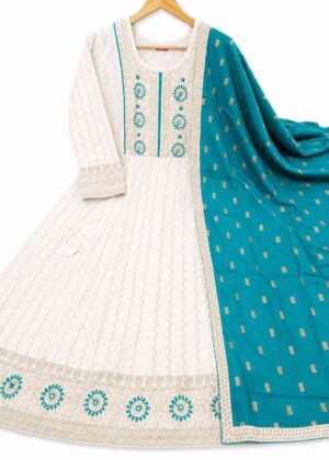 Aaradhya Cotton Umbrella Kurti with Printed Shawl-HIFI323