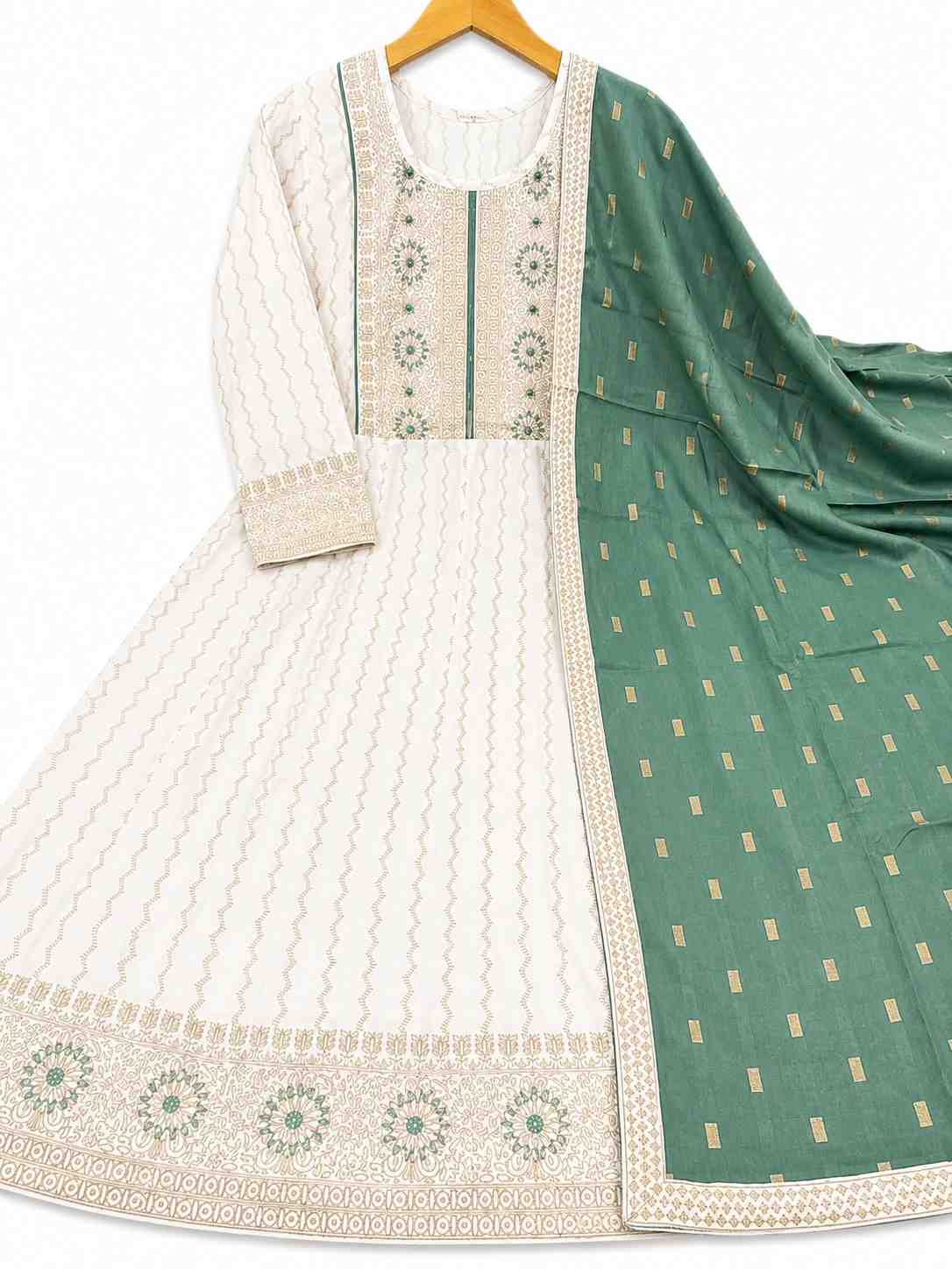 Aaradhya Cotton Umbrella Kurti with Printed Shawl-HIFI325