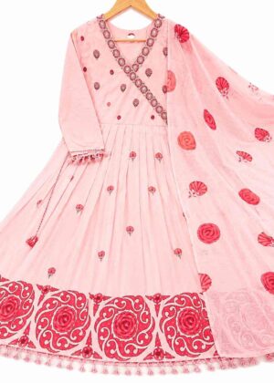 Premium Mul Cotton Umbrella Kurti with Printed Mul Cotton Shawl | V-Neck-HIFI224