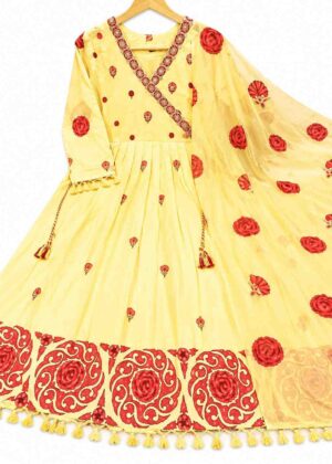 Premium Mul Cotton Umbrella Kurti with Printed Mul Cotton Shawl | V-Neck-HIFI223