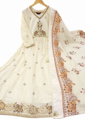 Premium Mul Cotton Embroidered Umbrella with Dupatta-HIFI270