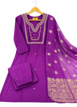 Graceful Roman Silk Kurti Pant & Dupatta-HIFI340