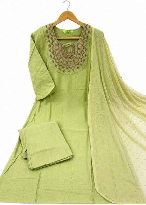 Women's Premium Embroidered 3-Piece Set Kurti-HIFI337