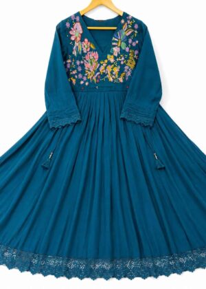 Premium Mul Chanderi Floral Embroidered Anarkali-HIFI269