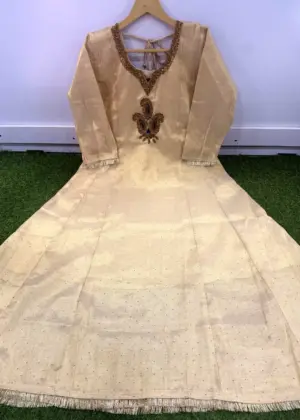 Classic Gold Tissue Umbrella Kurti Onam Special -HIFI378