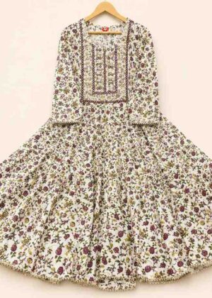 Floral Printed Cotton Umbrella Kurti -HIFI333