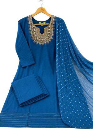 Women's Premium Embroidered 3-Piece Set Kurti-HIFI335