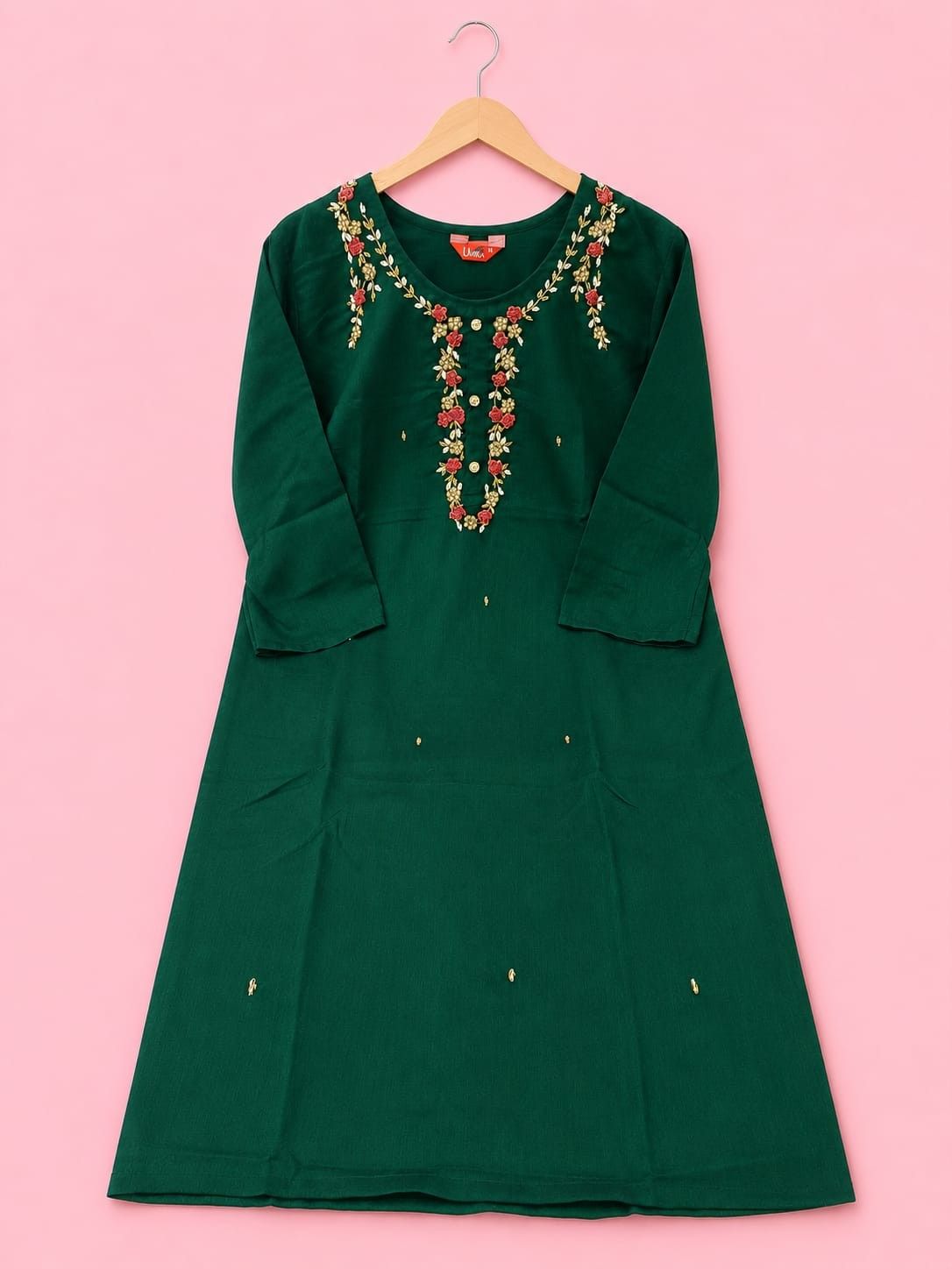 Vichithra Silk Side Open Kurti with Aari Work-HIFI305