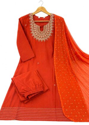 Women's Premium Embroidered 3-Piece Set Kurti-HIFI334