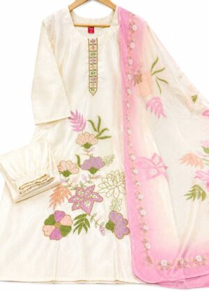 Women's Embroidered Glass Silk 3 Piece Set with Dupatta-HIFI444