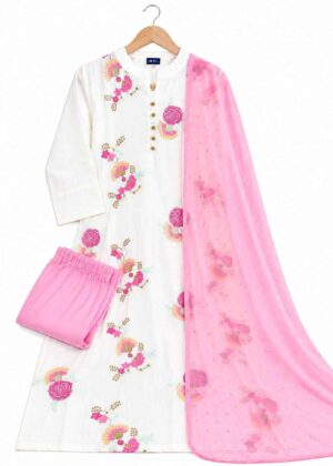 White with Pink Pearl Elegance 3 Piece Set-HIFI545