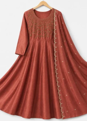 Vichithra Silk Blossom Umbrella Top with Shawl-HIFI486