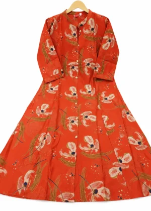 A-Line Printed Collar Umbrella Kurti-HIFI500