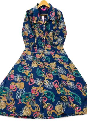 A-Line Printed Collar Umbrella Kurti-HIFI499