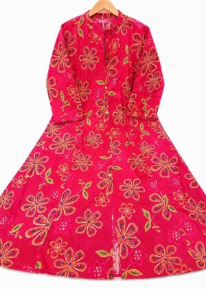 A-Line Printed Collar Umbrella Kurti-HIFI502