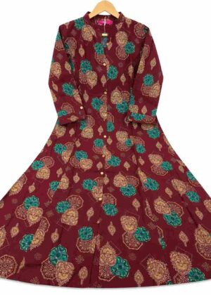 A-Line Printed Collar Umbrella Kurti-HIFI503