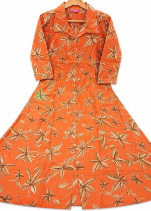 A-Line Printed Collar Umbrella Kurti-HIFI505