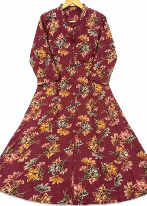 A-Line Printed Collar Umbrella Kurti-HIFI496