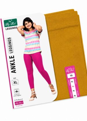 ANKLE LENGTH 4 WAY LYCRA LEGGING-MUSTARD- 10