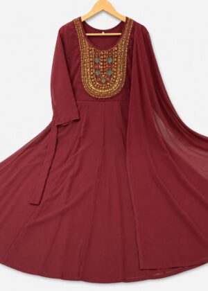 Georgette Elegant Umbrella Kurti with Shawl-HIFI445
