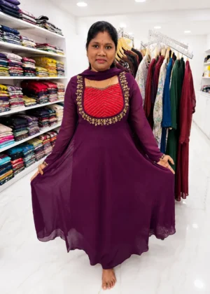 Elegant Georgette Umbrella Kurti with Shawl-HIFI554