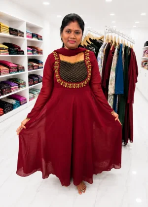 Elegant Georgette Umbrella Kurti with Shawl-HIFI555
