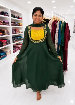 Elegant Georgette Umbrella Kurti with Shawl-HIFI557