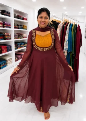 Elegant Georgette Umbrella Kurti with Shawl-HIFI558